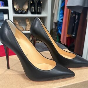 Christian Louboutin KATE 100 Pointed Toe Heels Black- Size 37